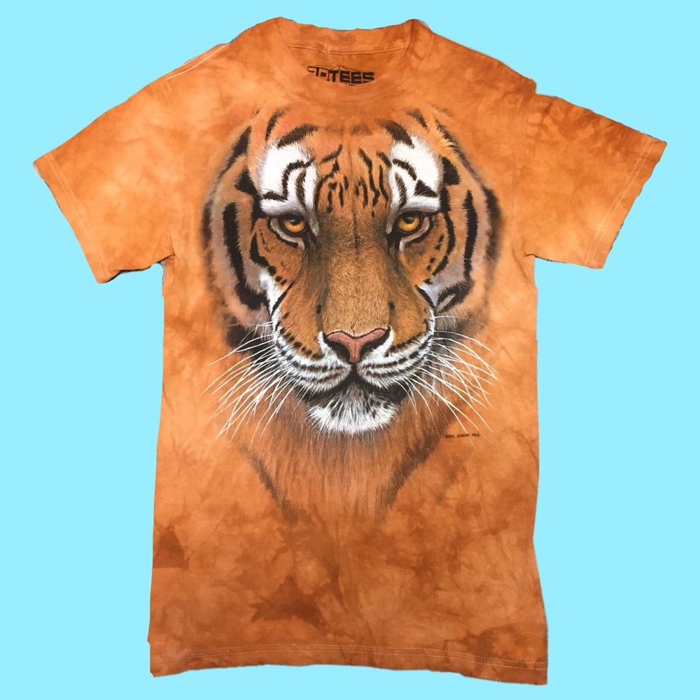 3D tees tiger graphic bleached look size small